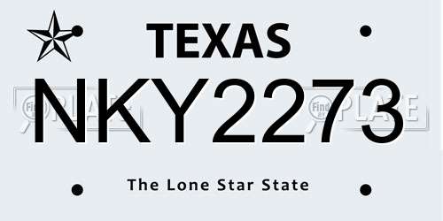 NKY2273 Texas License Plate