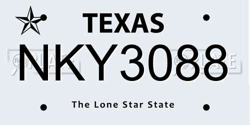 NKY3088 Texas License Plate