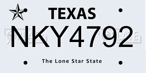 NKY4792 Texas License Plate