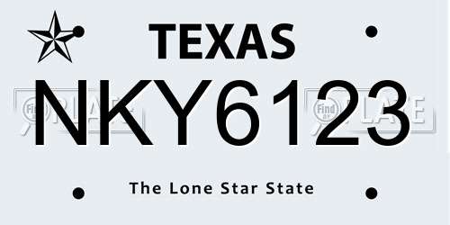 NKY6123 Texas License Plate