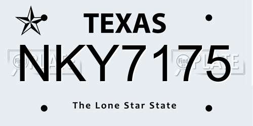 NKY7175 Texas License Plate