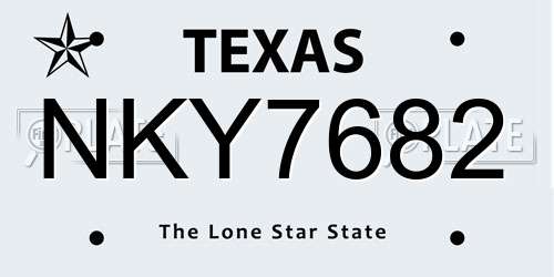 NKY7682 Texas License Plate