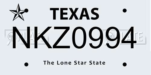 NKZ0994 Texas License Plate