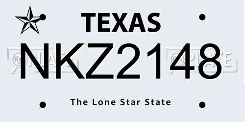 NKZ2148 Texas License Plate
