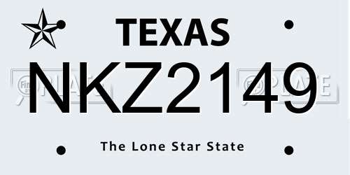 NKZ2149 Texas License Plate