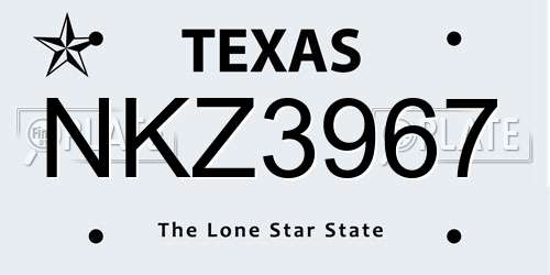 NKZ3967 Texas License Plate
