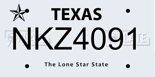 NKZ4091 Texas License Plate