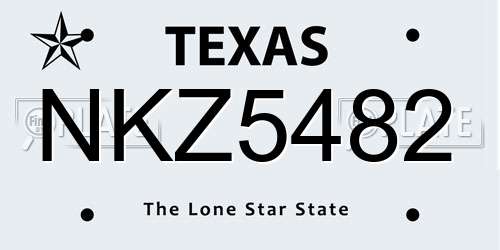 NKZ5482 Texas License Plate