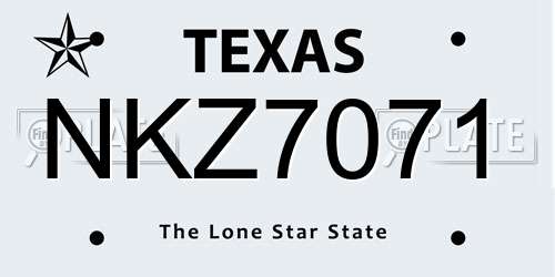 NKZ7071 Texas License Plate