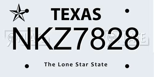 NKZ7828 Texas License Plate