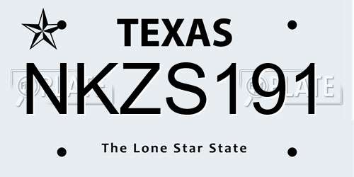 NKZS191 Texas License Plate