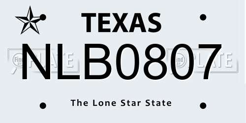 NLB0807 Texas License Plate