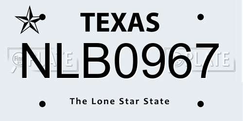 NLB0967 Texas License Plate