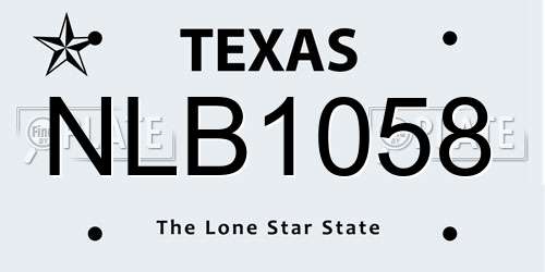 NLB1058 Texas License Plate