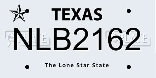 NLB2162 Texas License Plate