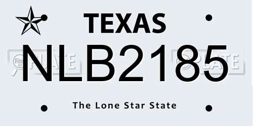 NLB2185 Texas License Plate