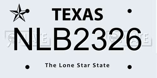NLB2326 Texas License Plate