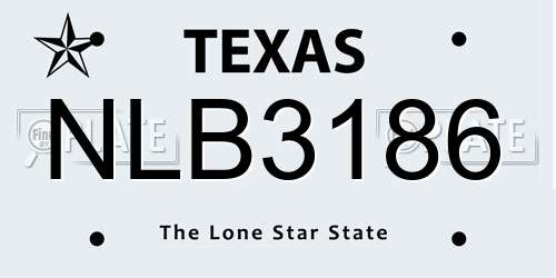 NLB3186 Texas License Plate