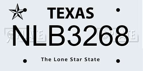 NLB3268 Texas License Plate