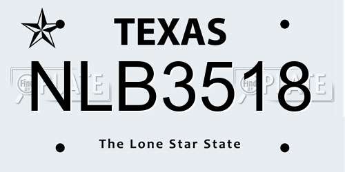 NLB3518 Texas License Plate