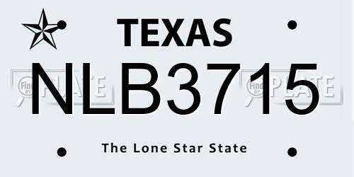 NLB3715 Texas License Plate