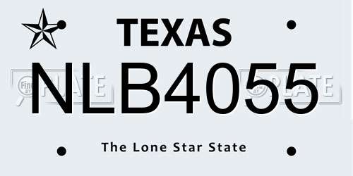 NLB4055 Texas License Plate