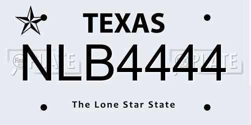 NLB4444 Texas License Plate