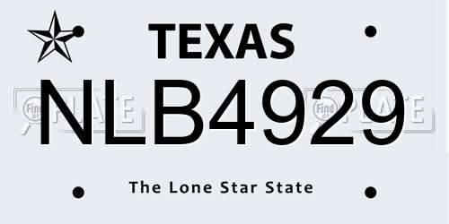 NLB4929 Texas License Plate