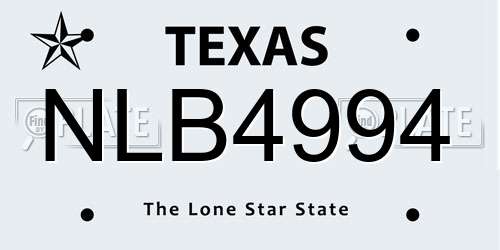 NLB4994 Texas License Plate