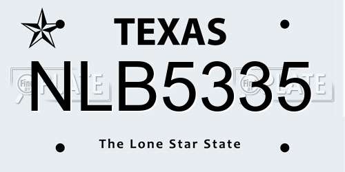 NLB5335 Texas License Plate