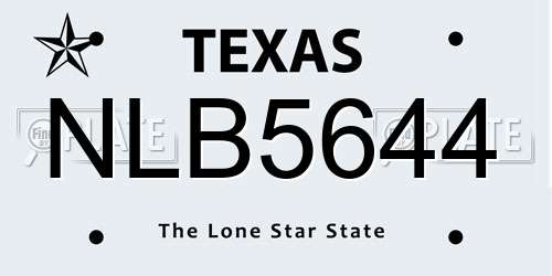 NLB5644 Texas License Plate