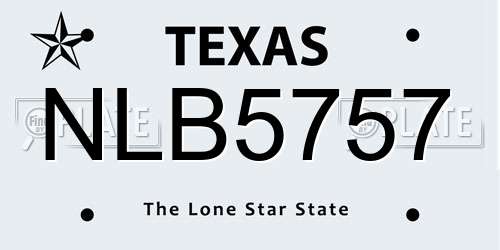 NLB5757 Texas License Plate