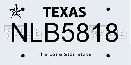 NLB5818 Texas License Plate