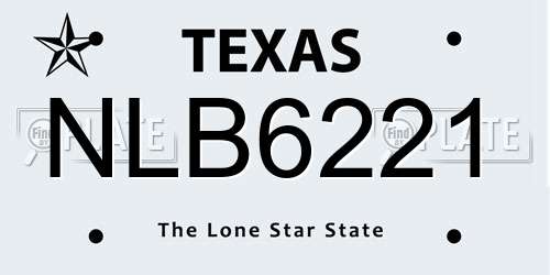 NLB6221 Texas License Plate