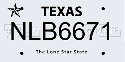 NLB6671 Texas License Plate