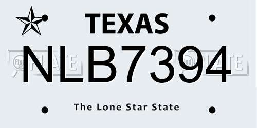 NLB7394 Texas License Plate