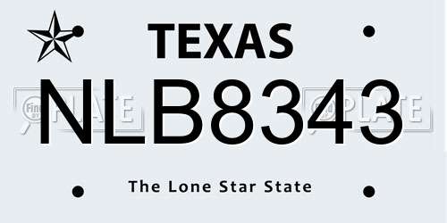 NLB8343 Texas License Plate