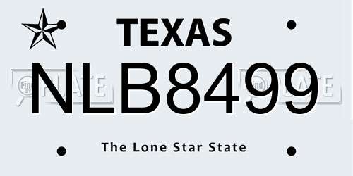 NLB8499 Texas License Plate
