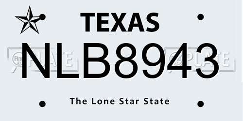 NLB8943 Texas License Plate