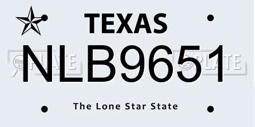 NLB9651 Texas License Plate