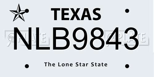 NLB9843 Texas License Plate