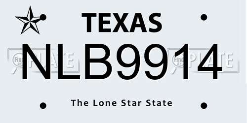 NLB9914 Texas License Plate
