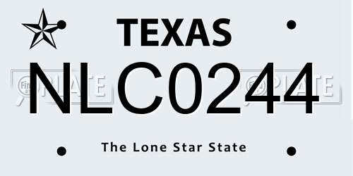NLC0244 Texas License Plate