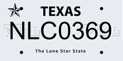 NLC0369 Texas License Plate