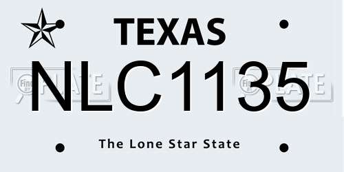 NLC1135 Texas License Plate