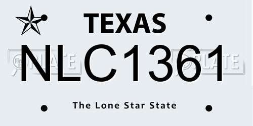 NLC1361 Texas License Plate