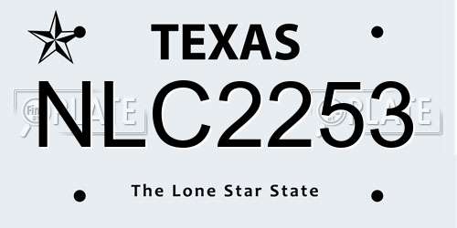 NLC2253 Texas License Plate