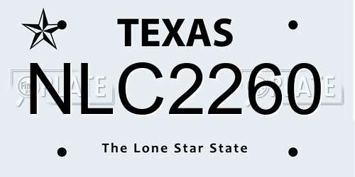 NLC2260 Texas License Plate