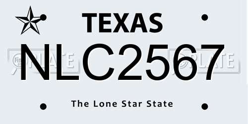 NLC2567 Texas License Plate