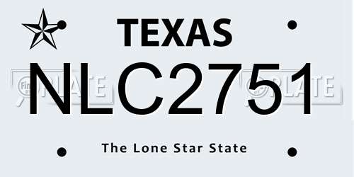 NLC2751 Texas License Plate